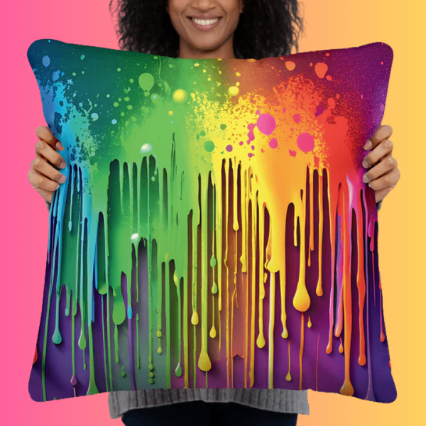 Psychedelic Abstract Paint Drip Pillow for Festivals