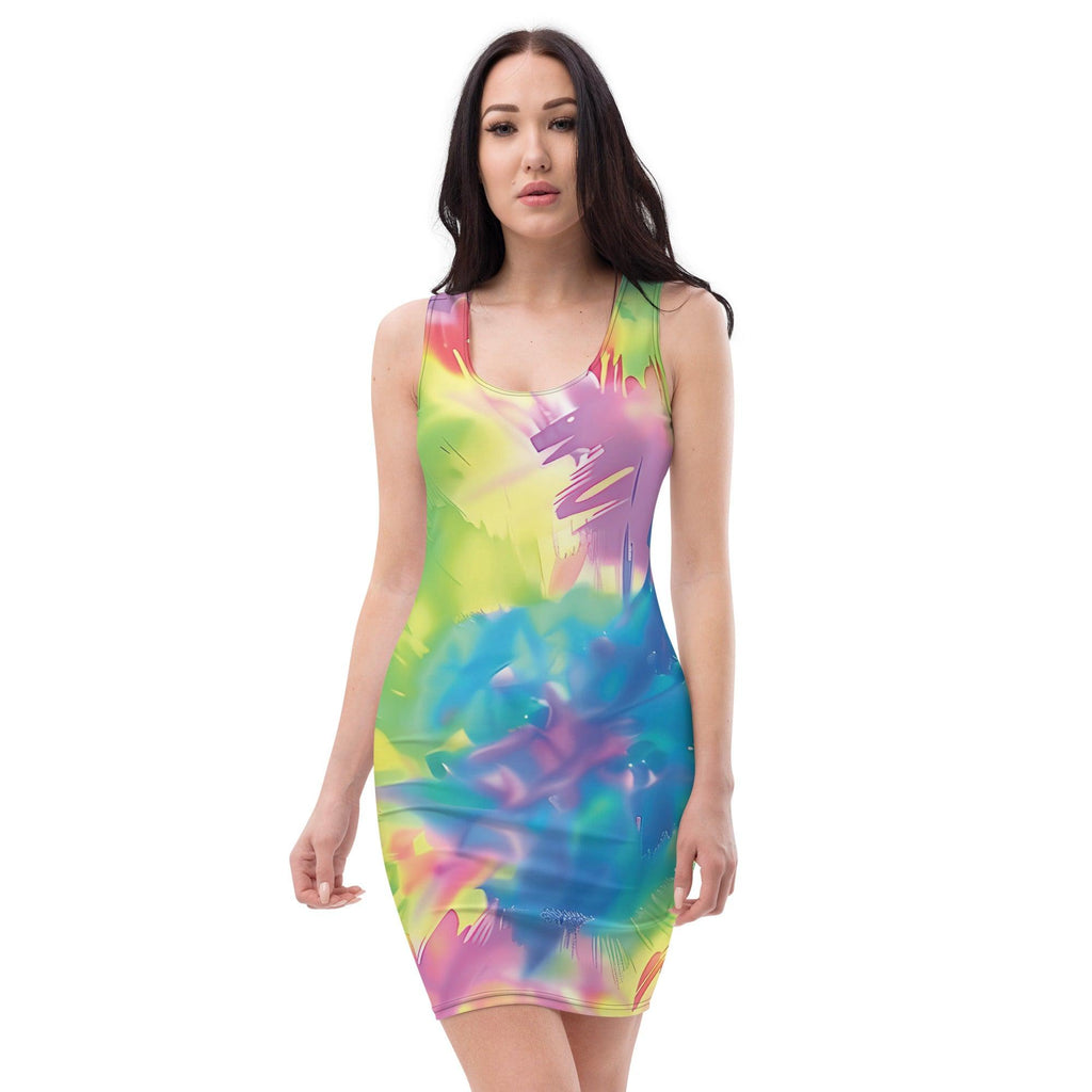 Vibrant Neon Tie-Dye Bodycon Dress for Festival Queens