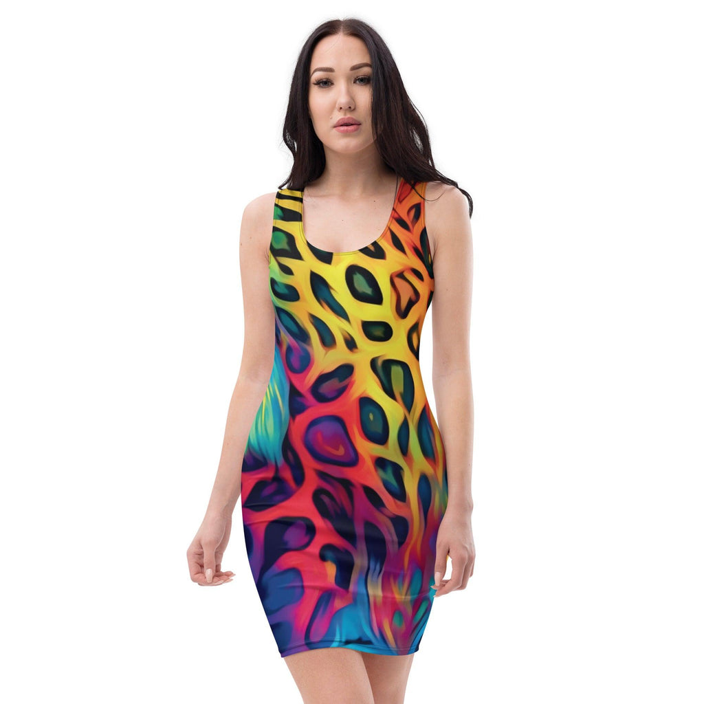 Neon Leopard Print Bodycon Dress for Festivals