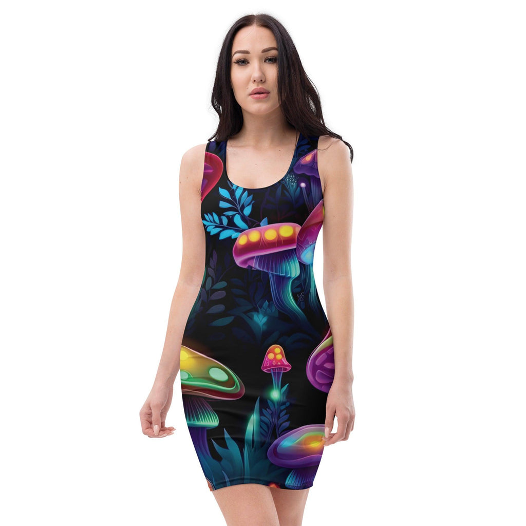 Psychedelic Mushroom Bodycon Dress for Festivals