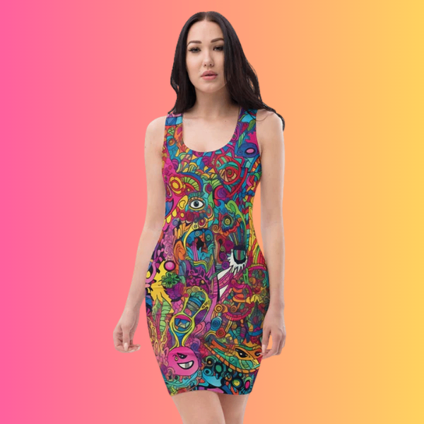 Acid Universe Bodycon Dress for Rave & EDM Festivals