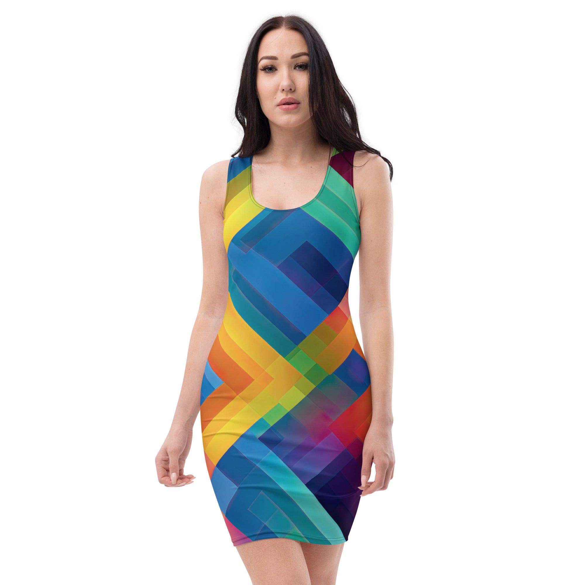 Neon Plaid Bodycon Dress for Festivals
