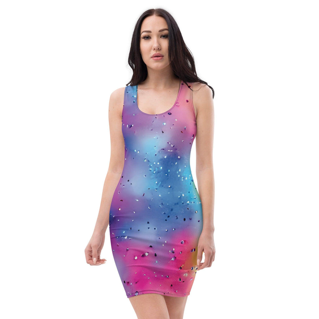 Vibrant Alcohol Ink Bodycon Dress for Festivals