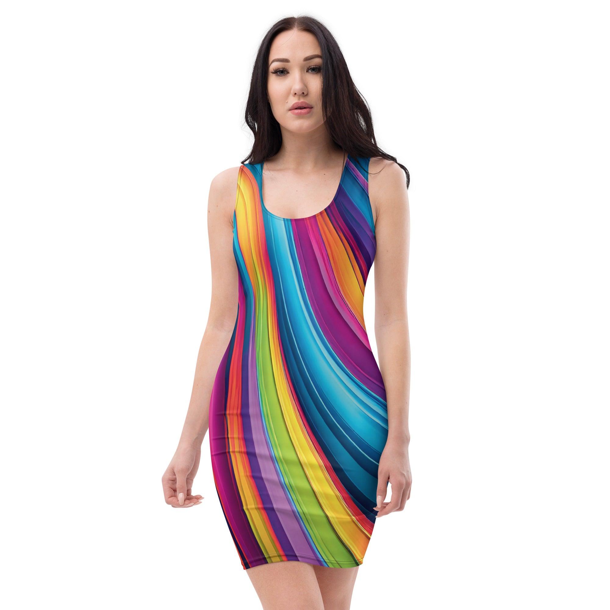 Neon Swirl Bodycon Dress - Perfect for Festivals