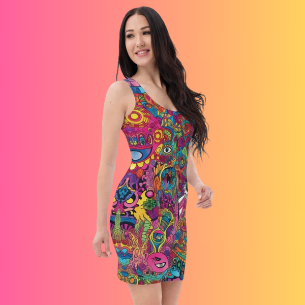 Acid Universe Bodycon Dress for Rave & EDM Festivals