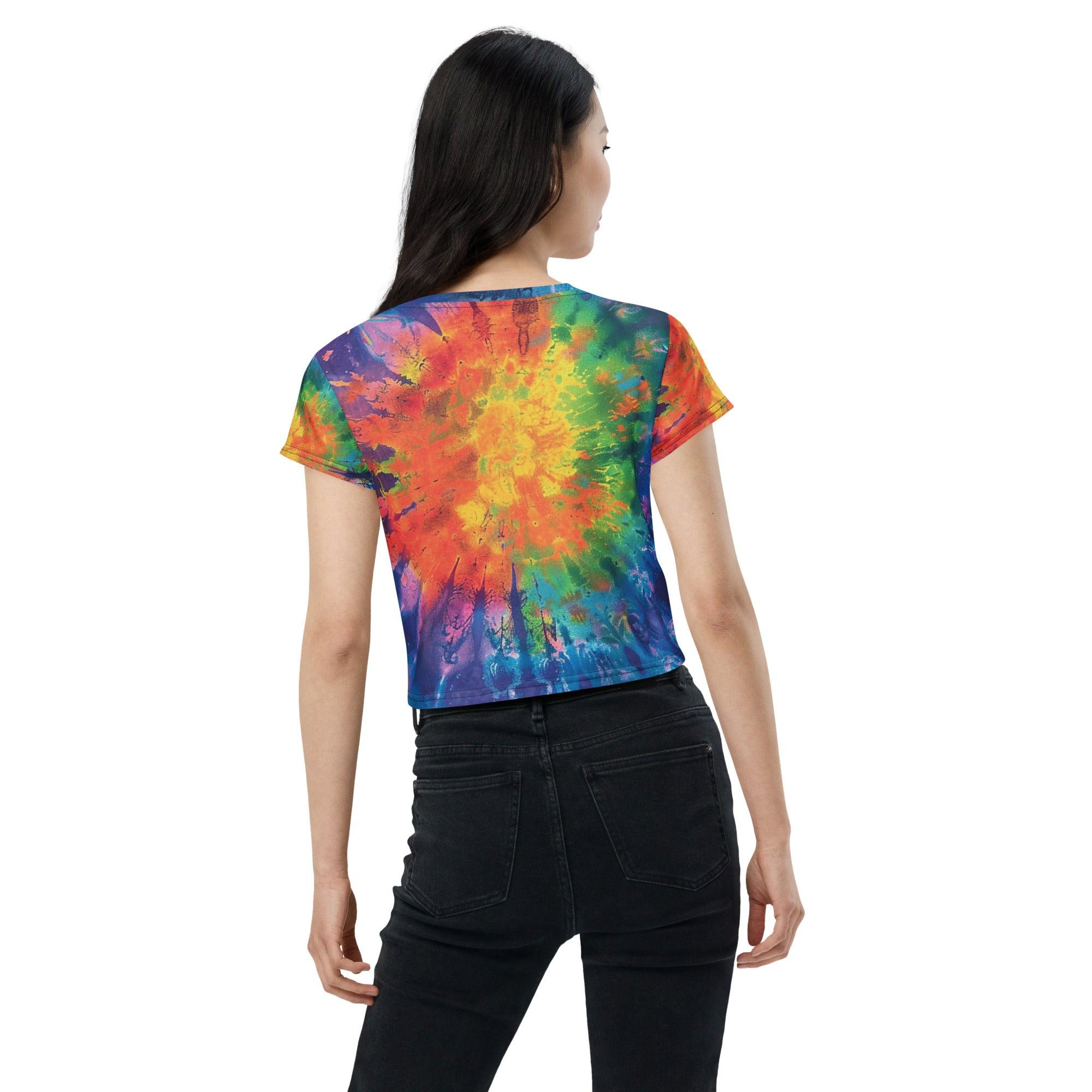 Vibrant Tie-Dye Crop Tee for Festivals and Raves