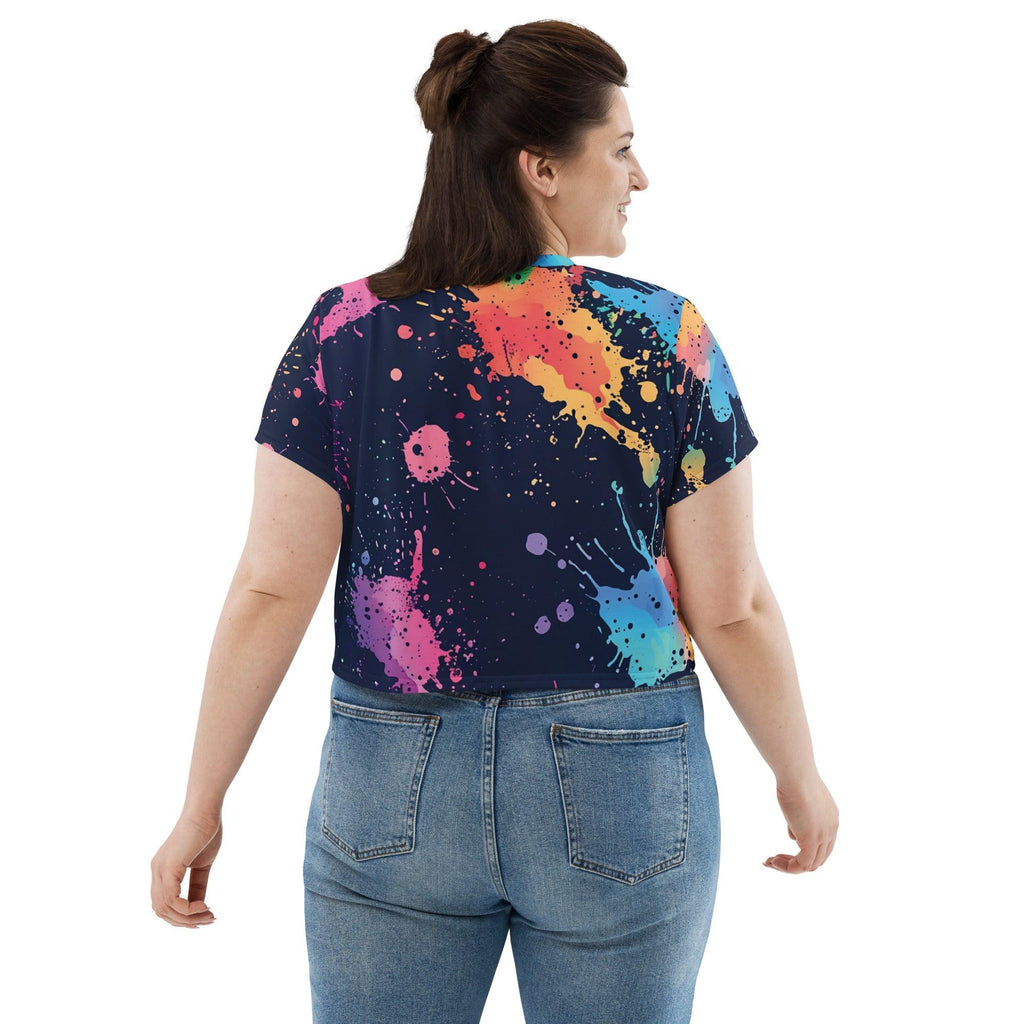 Vibrant Paint Splatter Crop Tee for Raves
