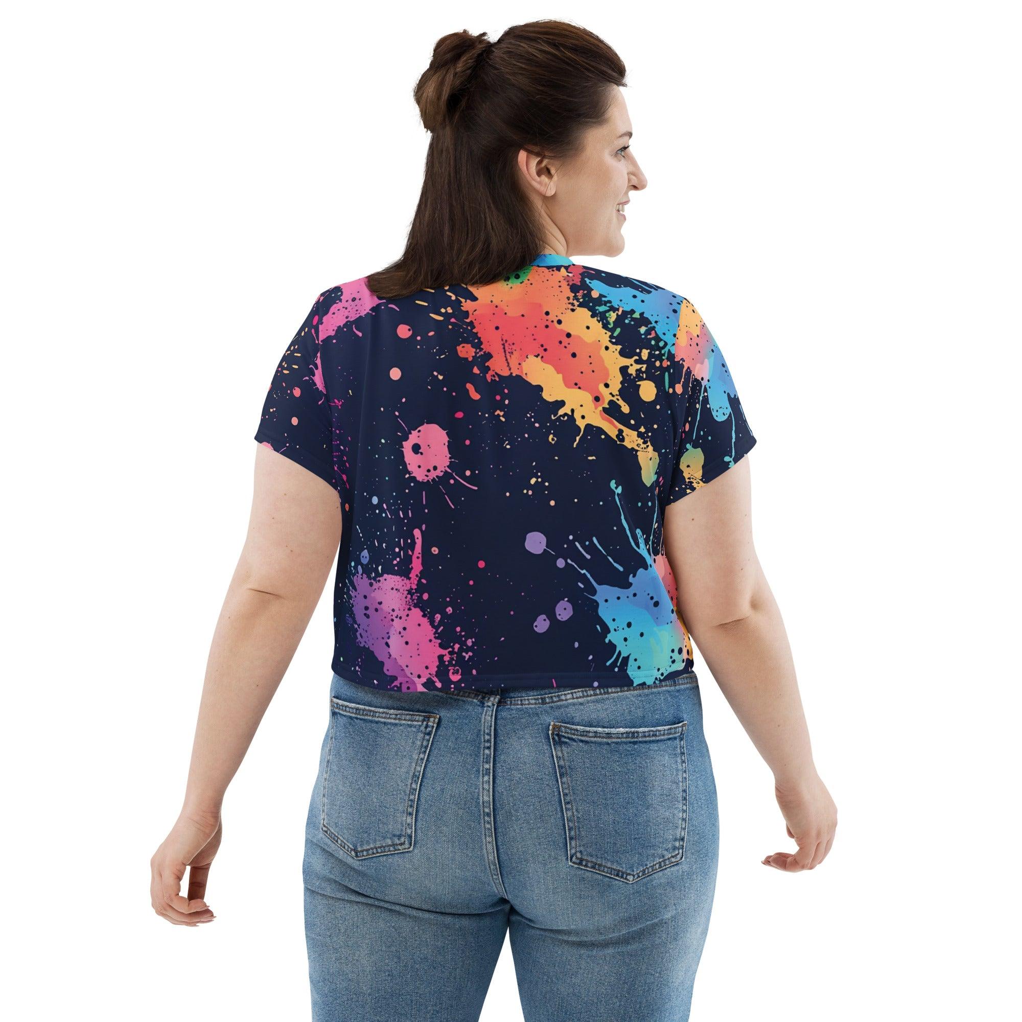 Vibrant Paint Splatter Crop Tee for Raves