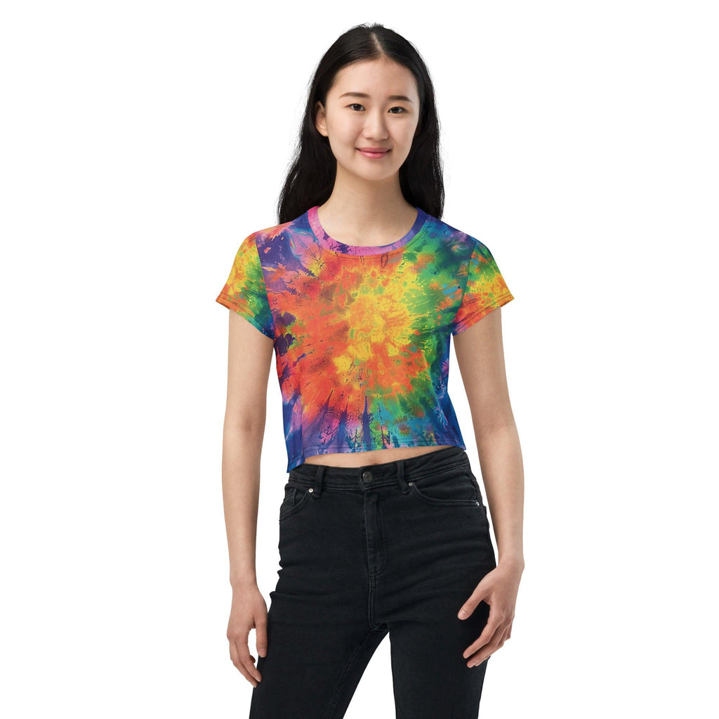 Vibrant Tie-Dye Crop Tee for Festivals and Raves