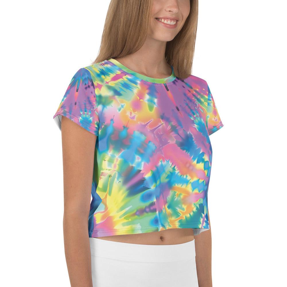 Playful Tie-Dye Crop Tee for Raves