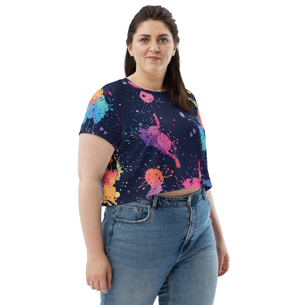 Vibrant Paint Splatter Crop Tee for Raves