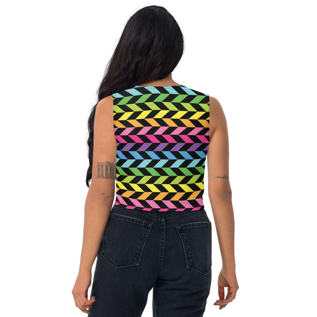 Neon Rainbow Stripe Crop Top for Rave & Festivals