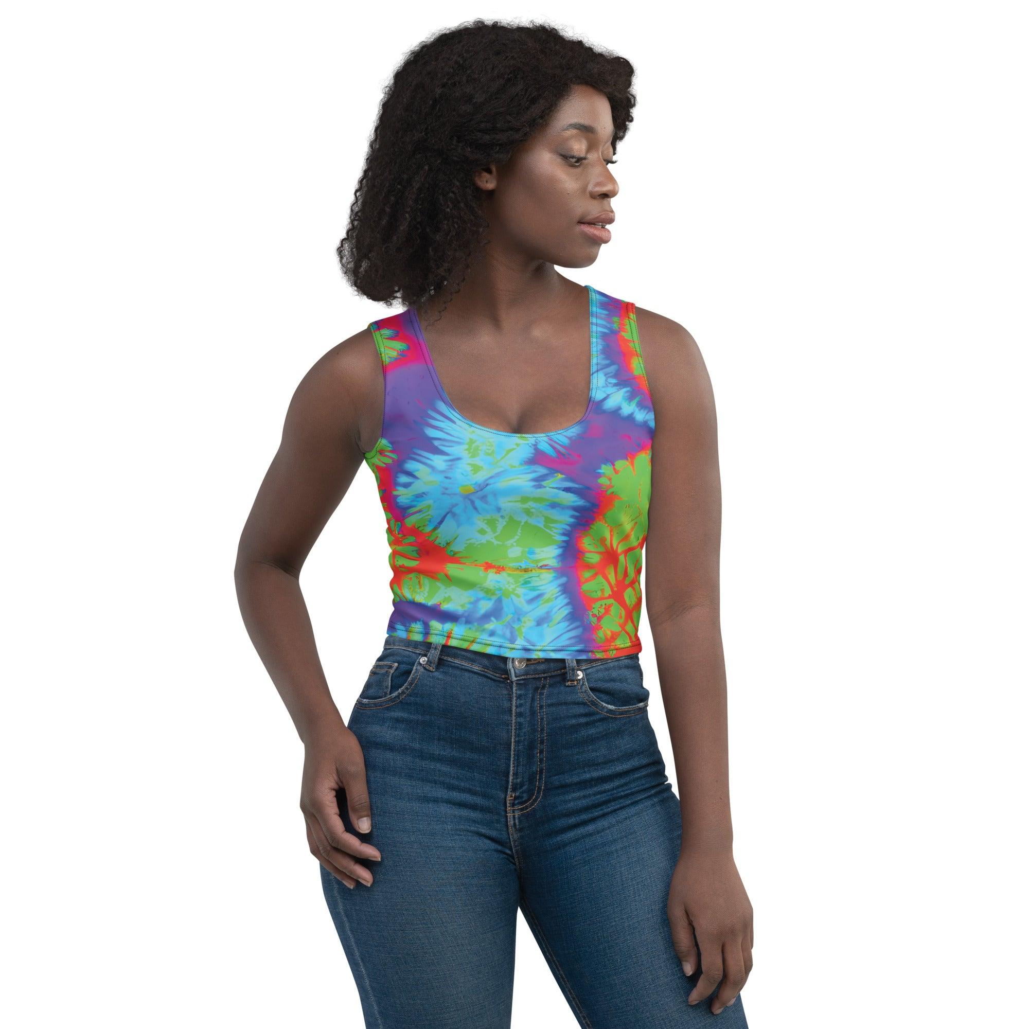 Psychedelic Tie-Dye Crop Top for Festivals & Raves