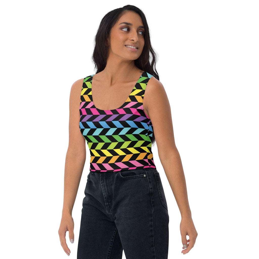 Neon Rainbow Stripe Crop Top for Rave & Festivals