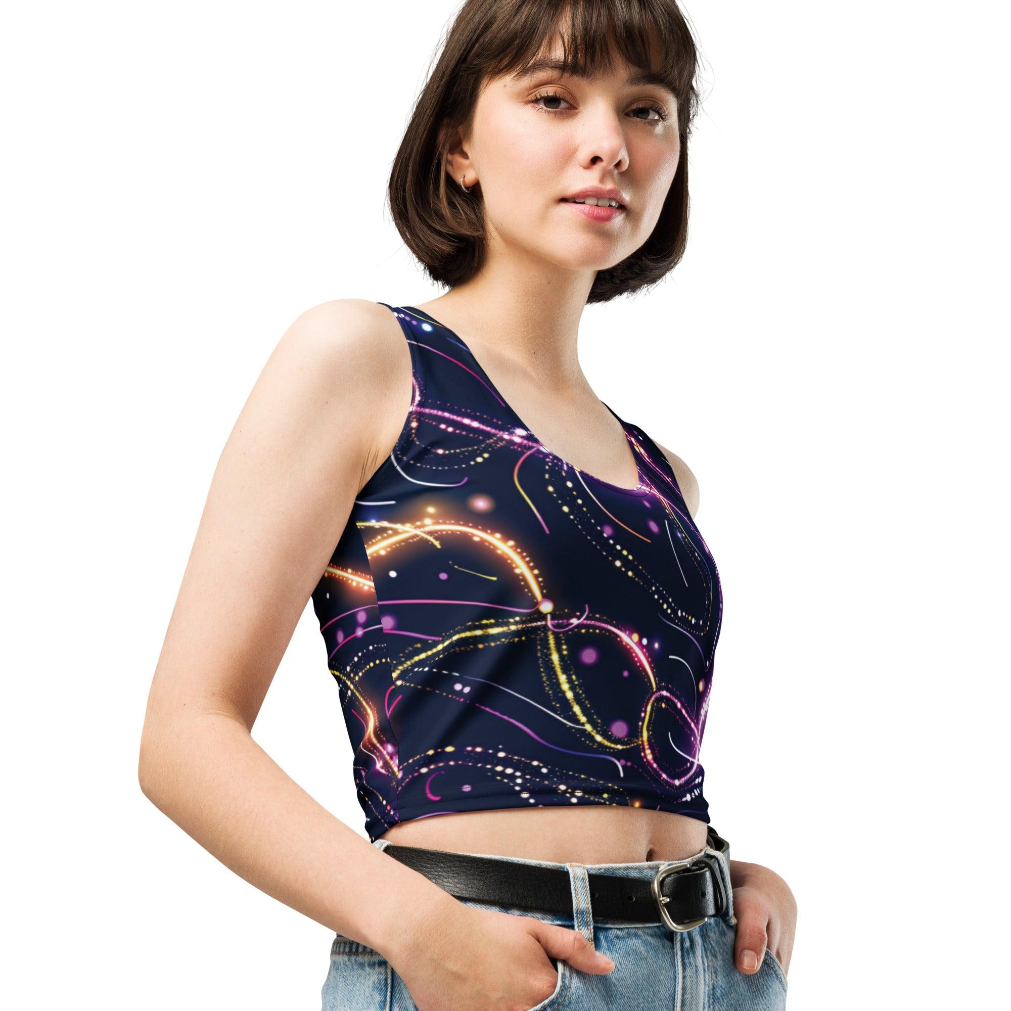 Vibrant Abstract Crop Top for Festivals and Raves