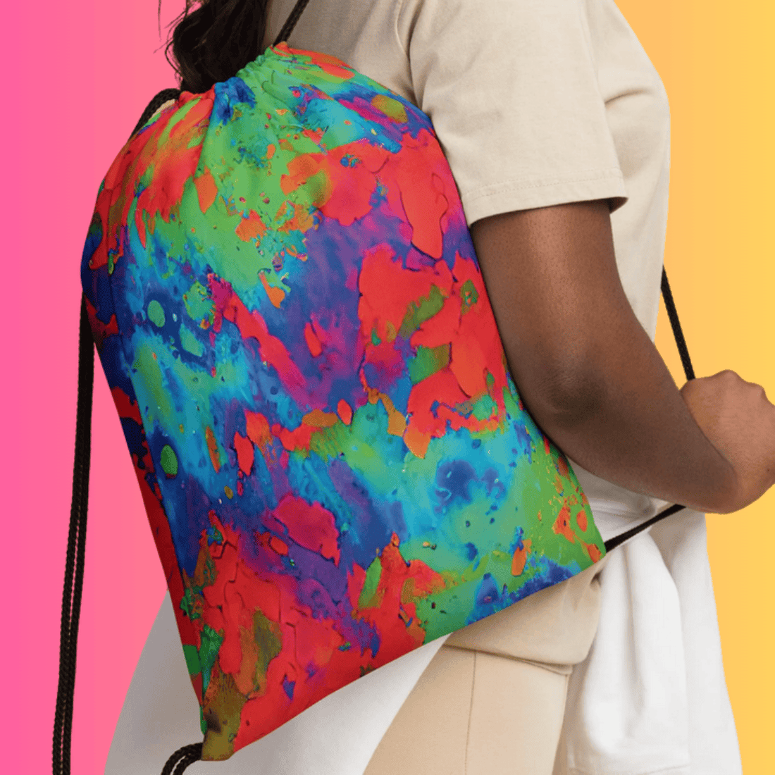 Vibrant Tie-Dye Drawstring Bag for Festivals & Raves