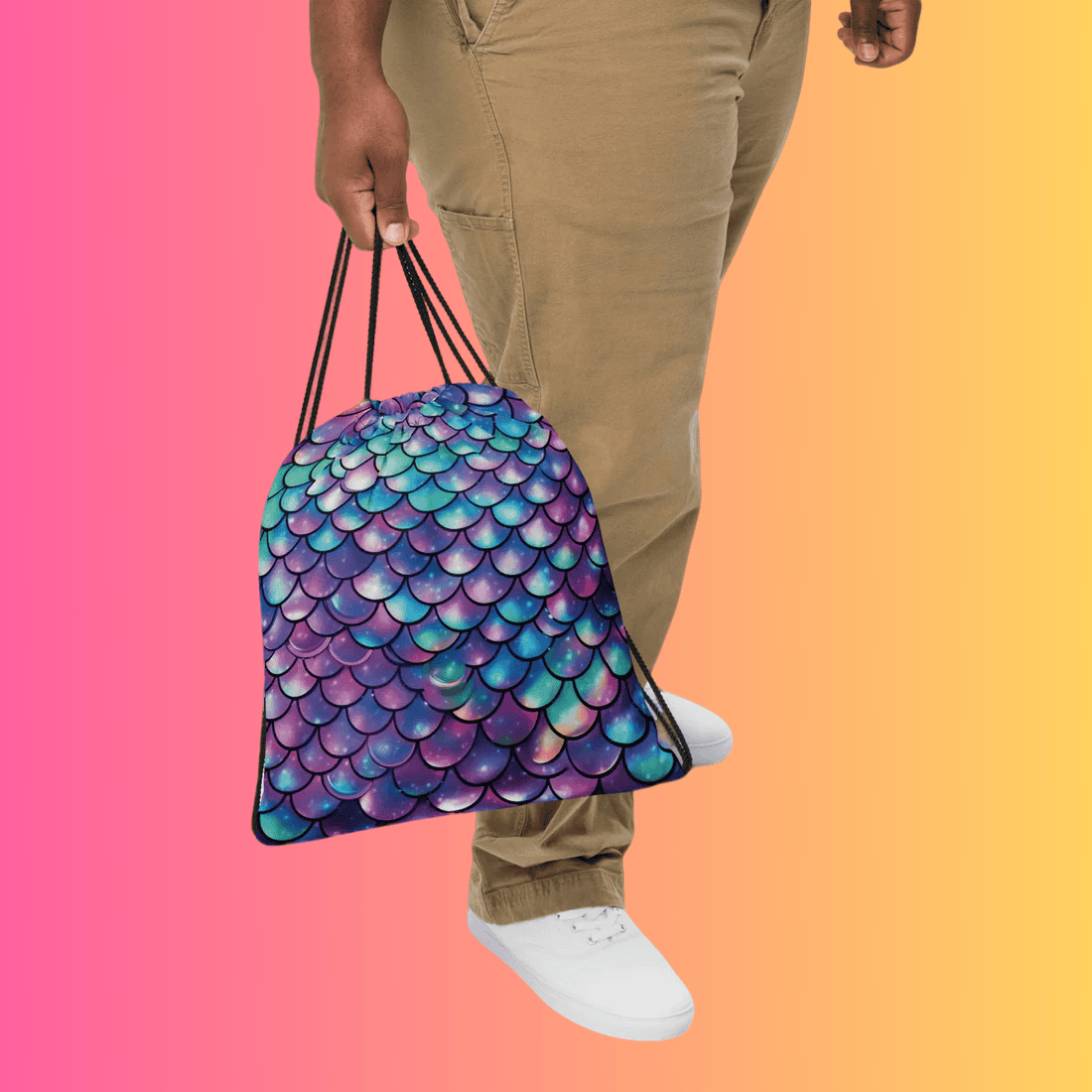 Enchanted Mermaid Scale Drawstring Bag