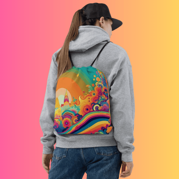 Trippy Universe Festival Drawstring Bag
