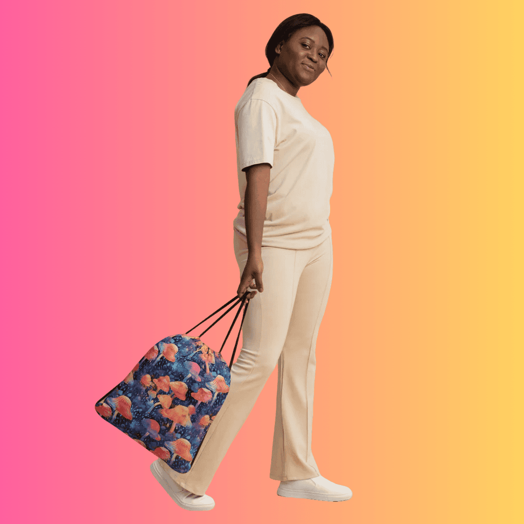 Playful Mushroom Drawstring Bag for Festivals