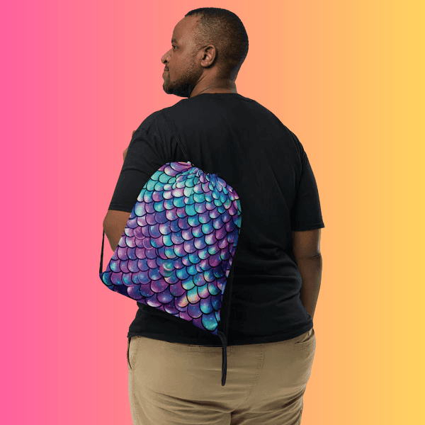 Enchanted Mermaid Scale Drawstring Bag