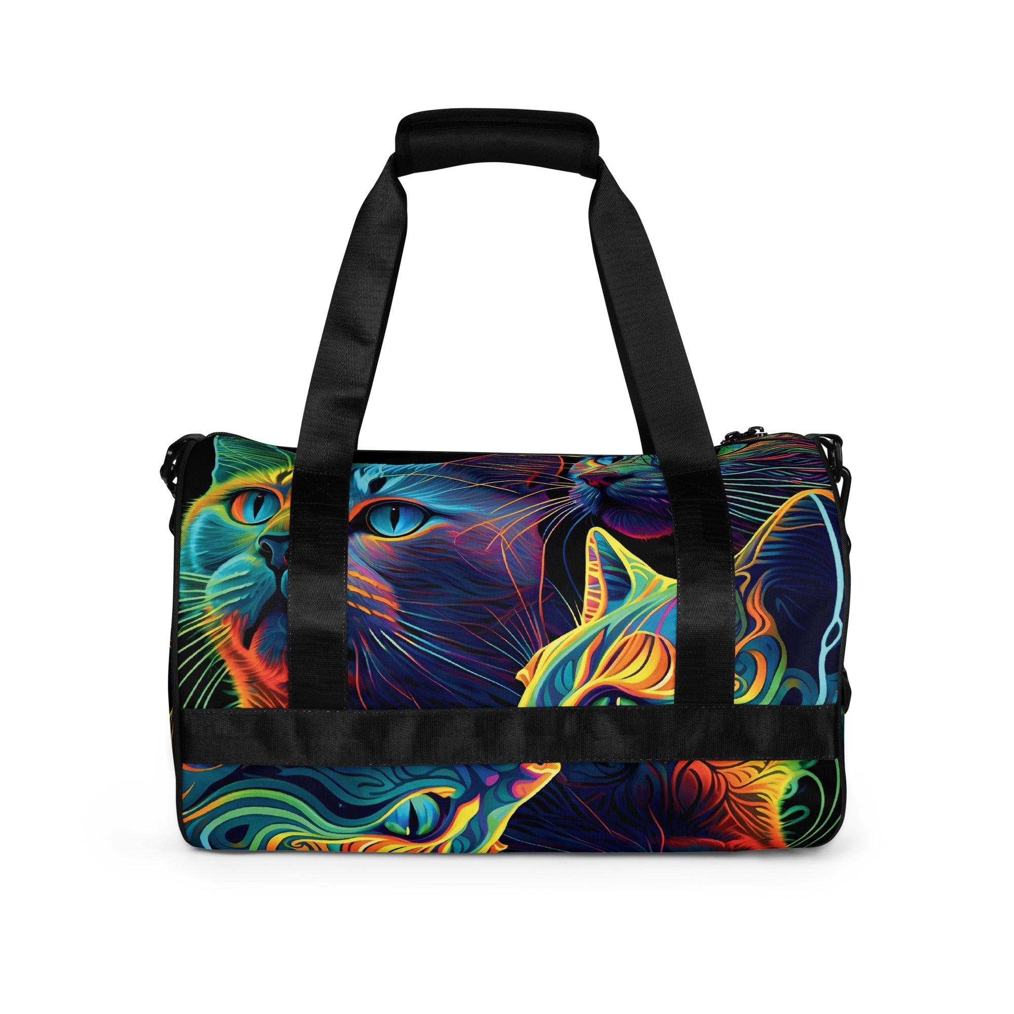 Neon Trippy Cat Festie Travel Bag