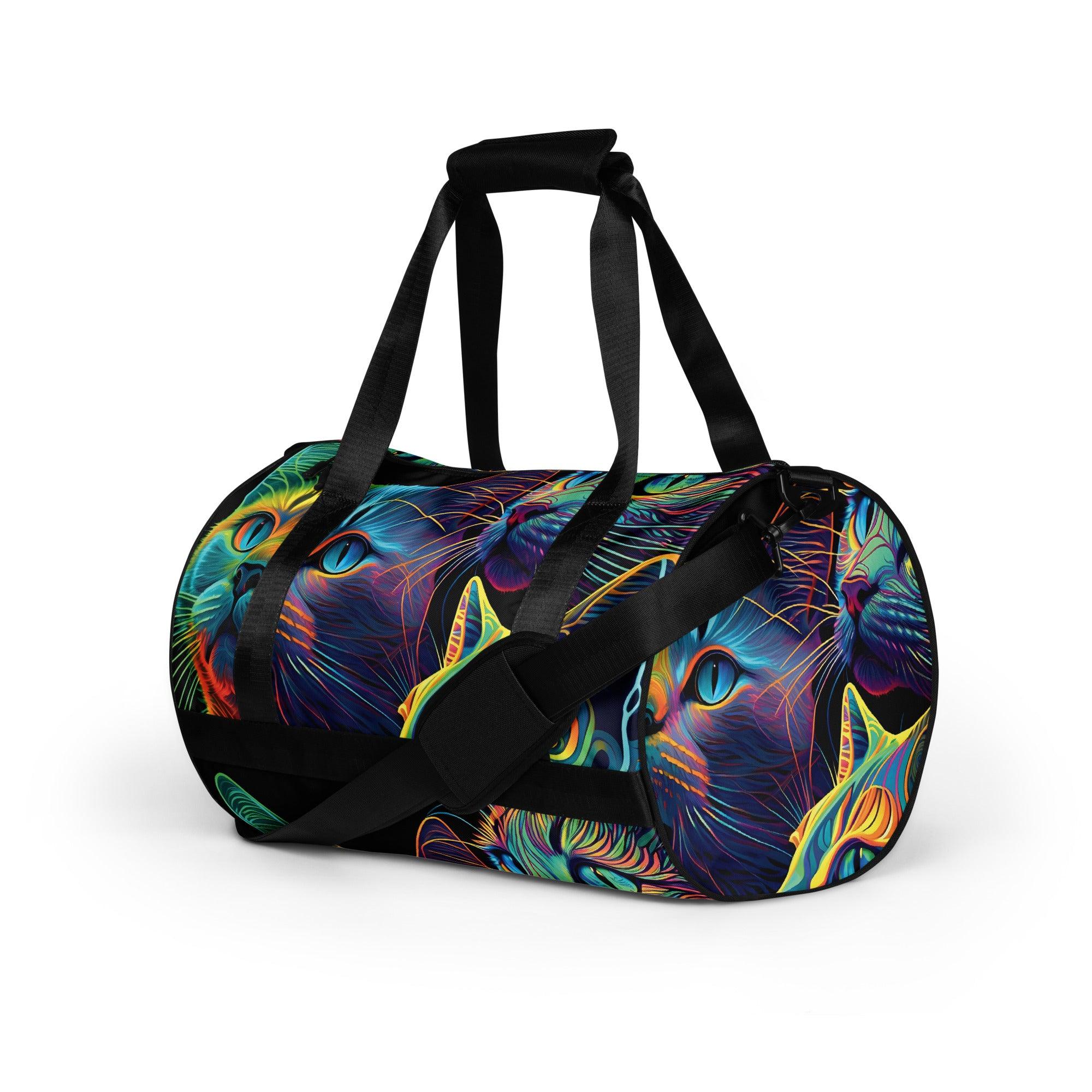Neon Trippy Cat Festie Travel Bag