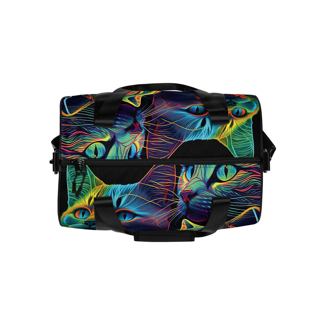 Neon Trippy Cat Festie Travel Bag