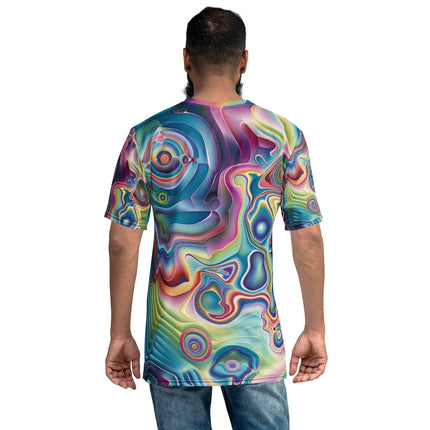 Vibrant Trippy Abstract Men's T-Shirt for Festivals & Raves
