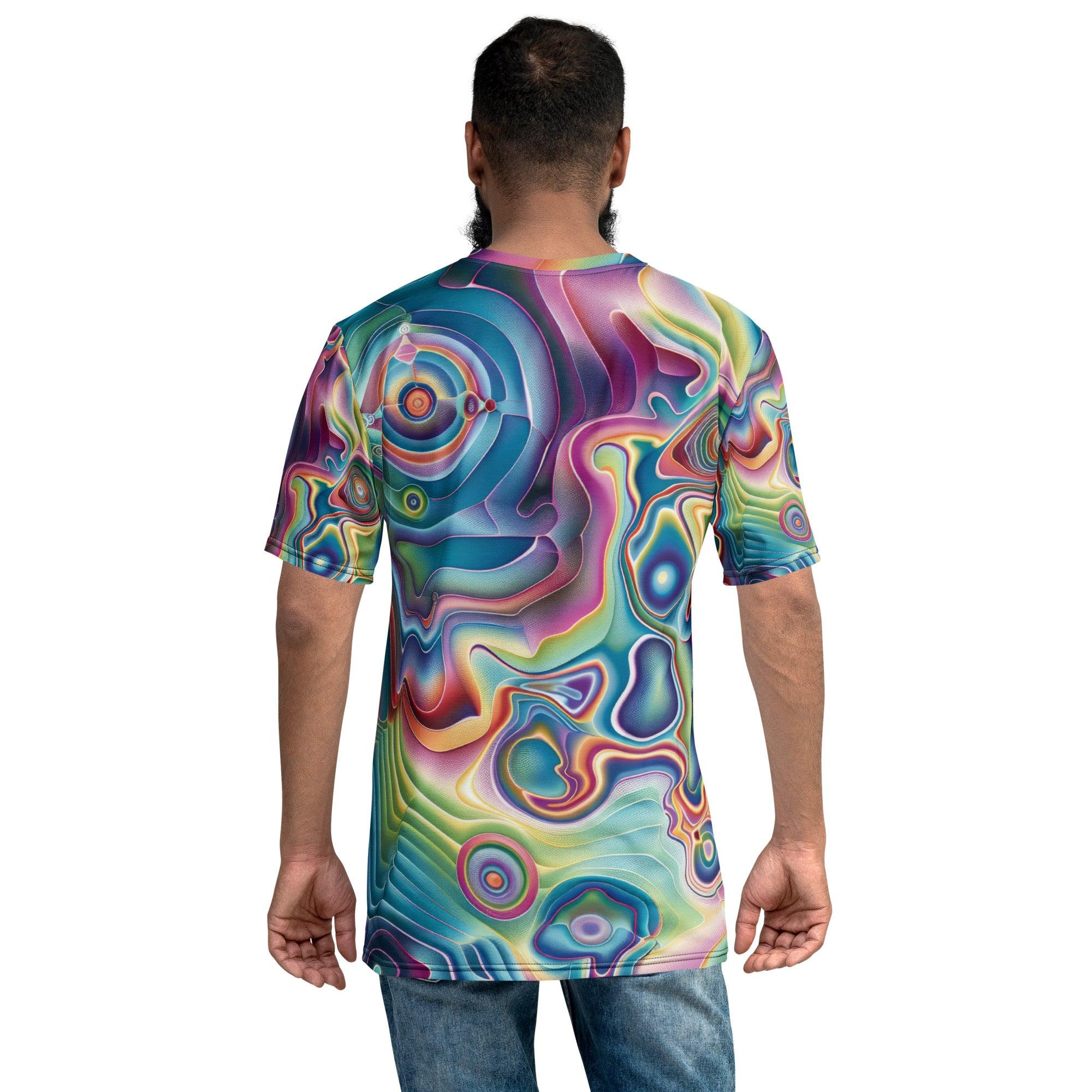 Vibrant Trippy Abstract Men's T-Shirt for Festivals & Raves