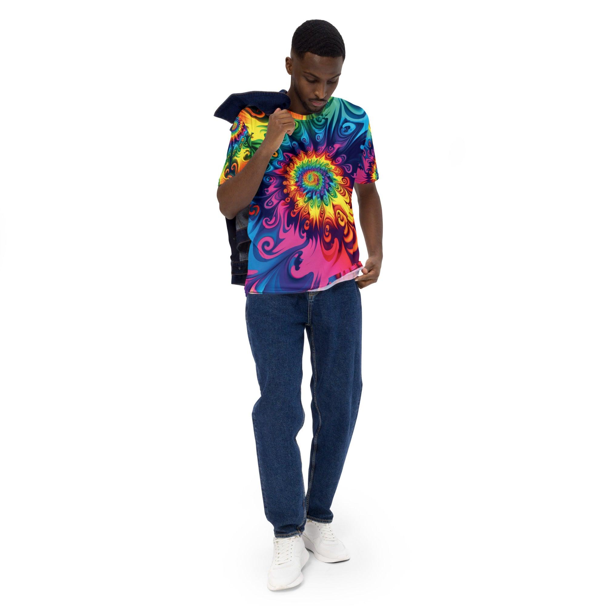 Vibrant Tie-Dye Men's T-Shirt for Raves & Festivals