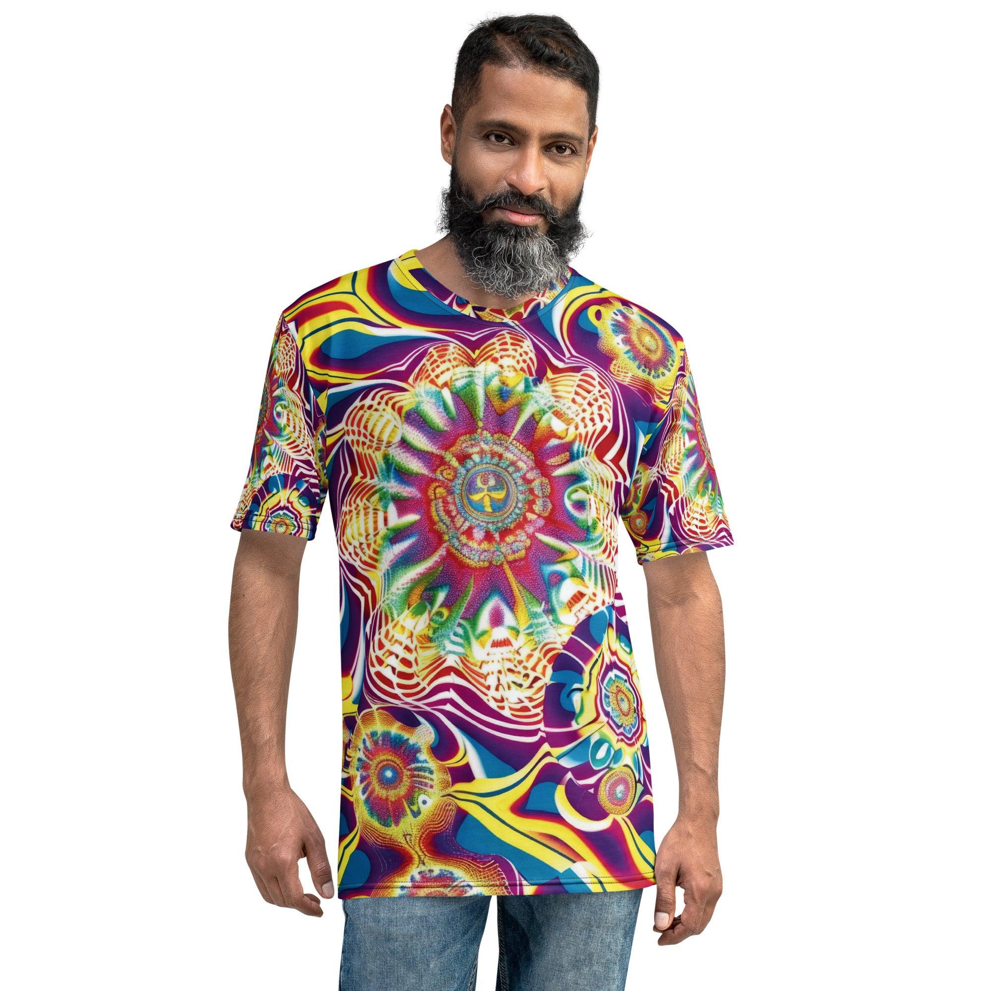 Vibrant Trippy Abstract Festival T-Shirt for Men
