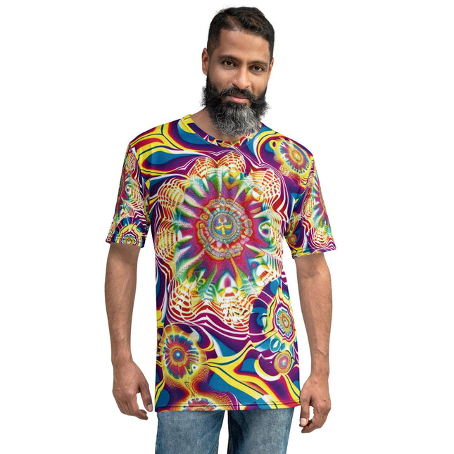 Vibrant Trippy Abstract Festival T-Shirt for Men