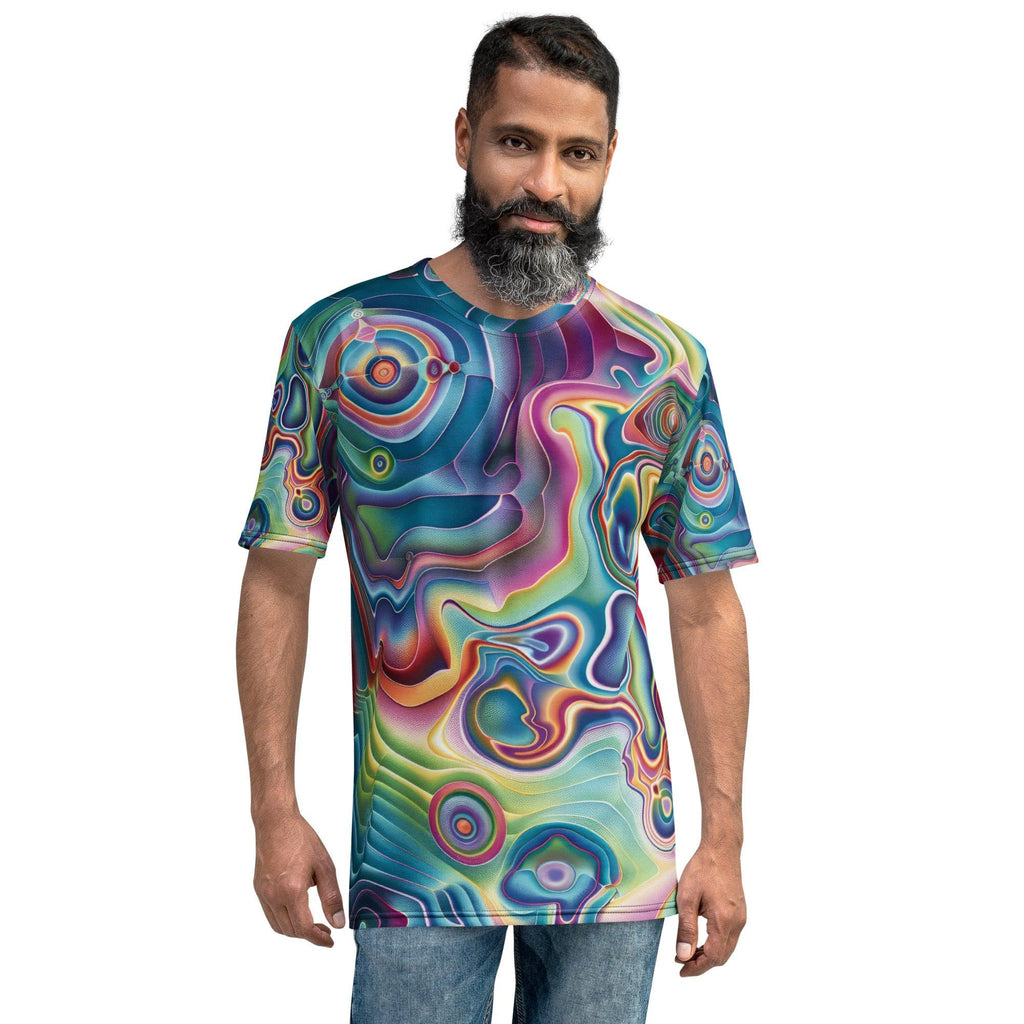 Vibrant Trippy Abstract Men's T-Shirt for Festivals & Raves