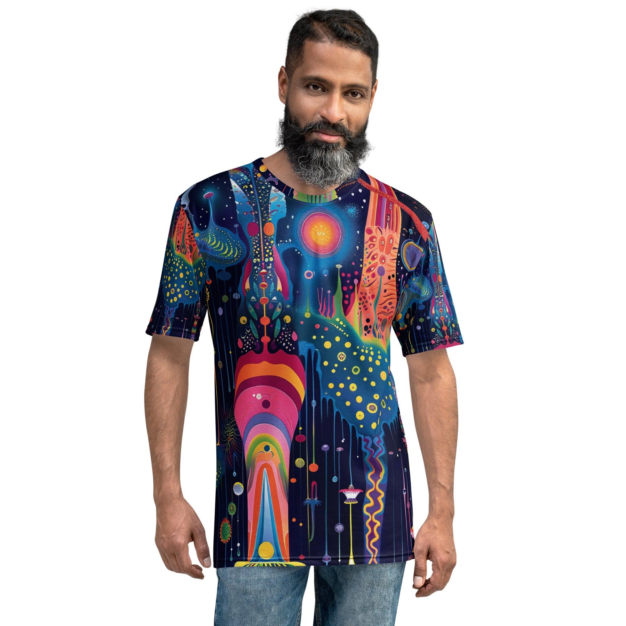 Vibrant Trippy Abstract Festival T-Shirt for Music Lovers
