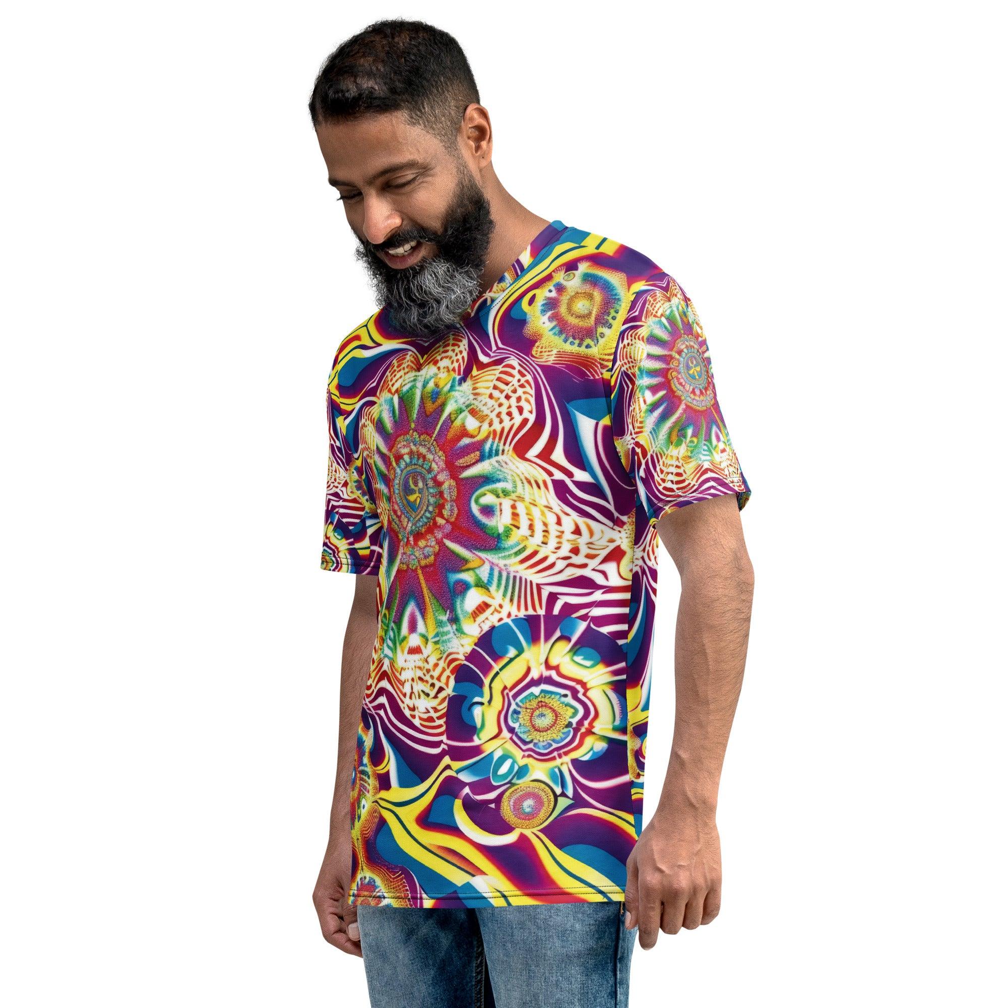 Vibrant Trippy Abstract Festival T-Shirt for Men