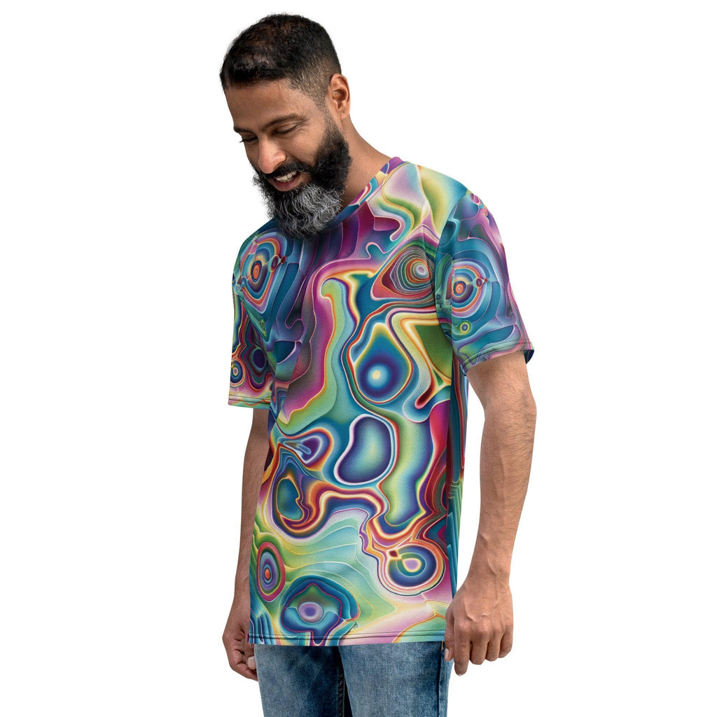 Vibrant Trippy Abstract Men's T-Shirt for Festivals & Raves
