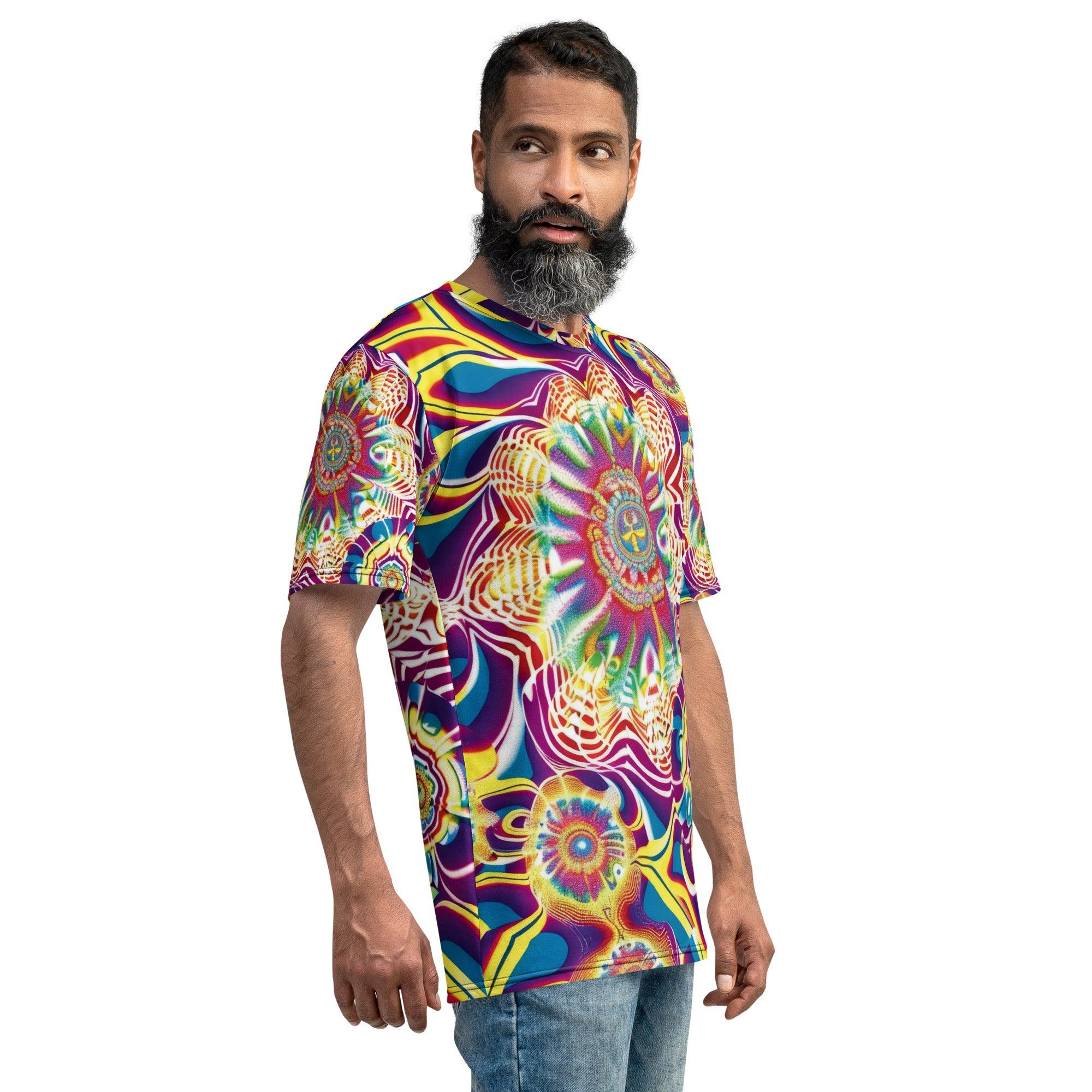 Vibrant Trippy Abstract Festival T-Shirt for Men