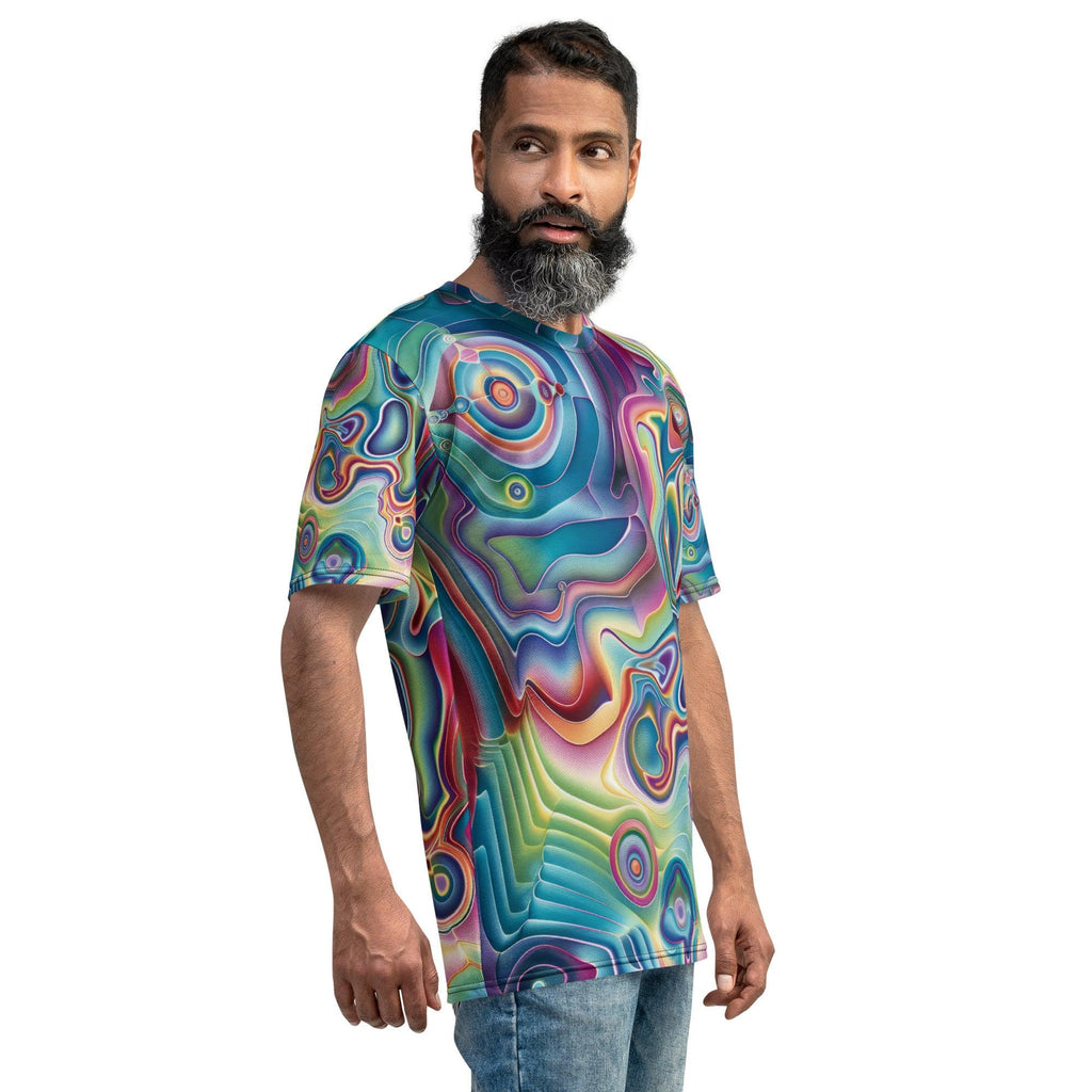 Vibrant Trippy Abstract Men's T-Shirt for Festivals & Raves