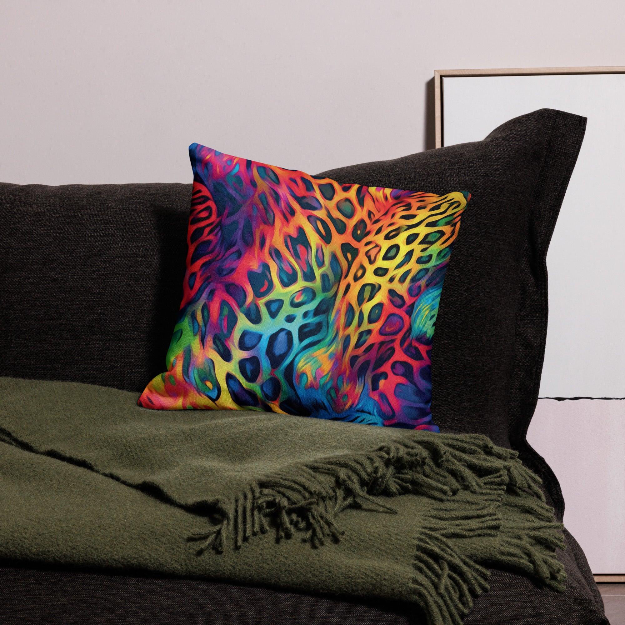 Neon Leopard Print Festival Pillow - Wild Comfort for Raves