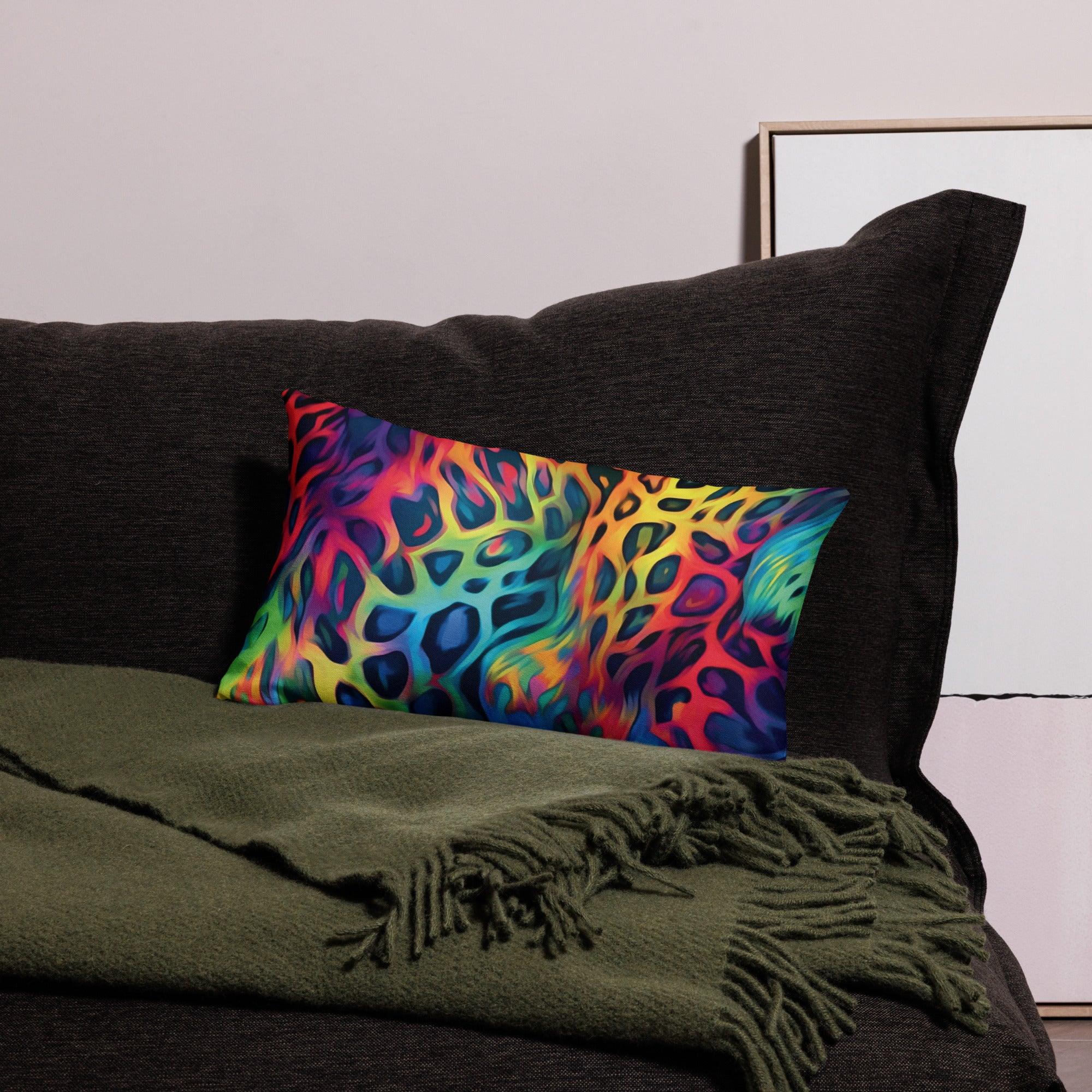 Neon Leopard Print Festival Pillow - Wild Comfort for Raves