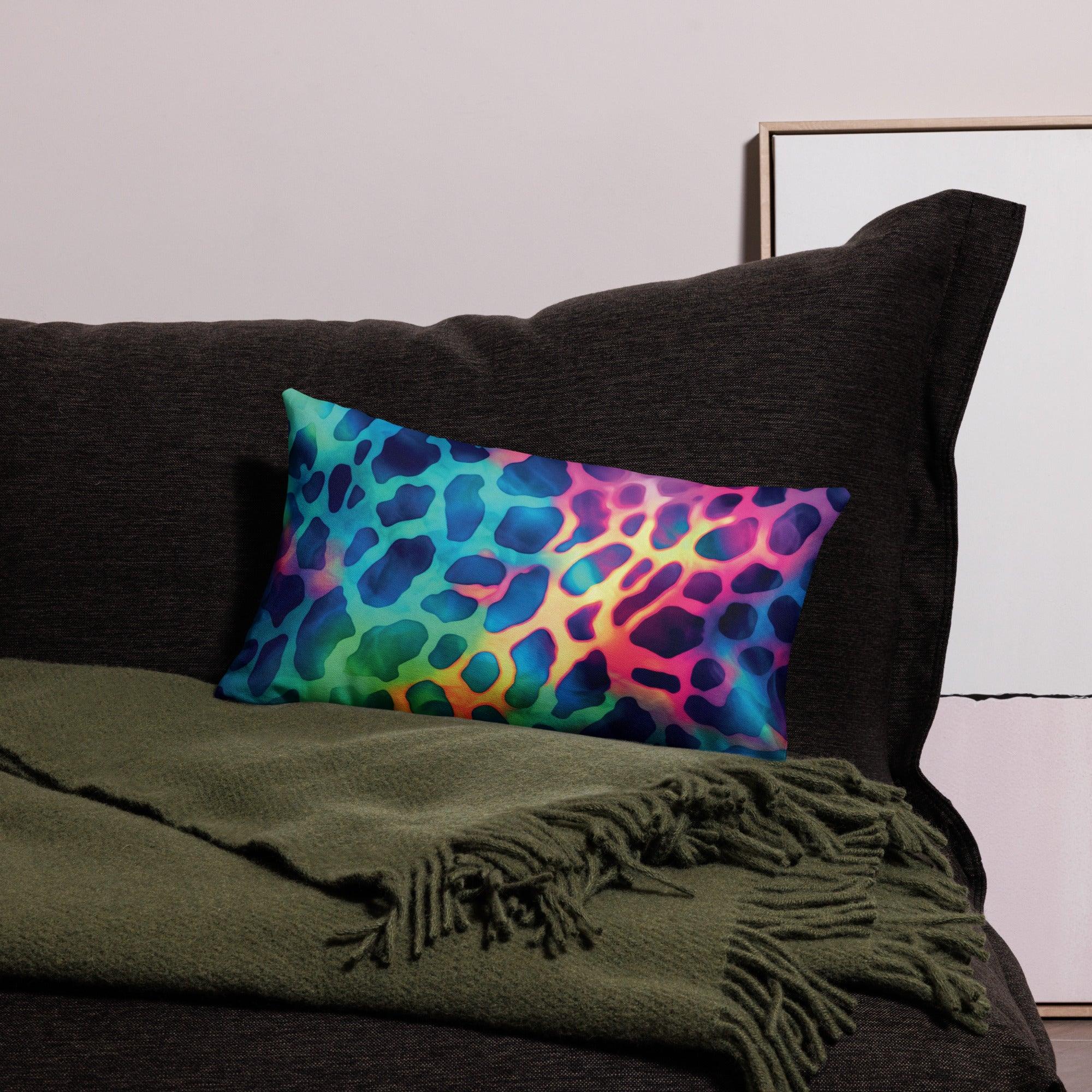 Neon Leopard Print Festival Pillow - Wild Comfort for Raves