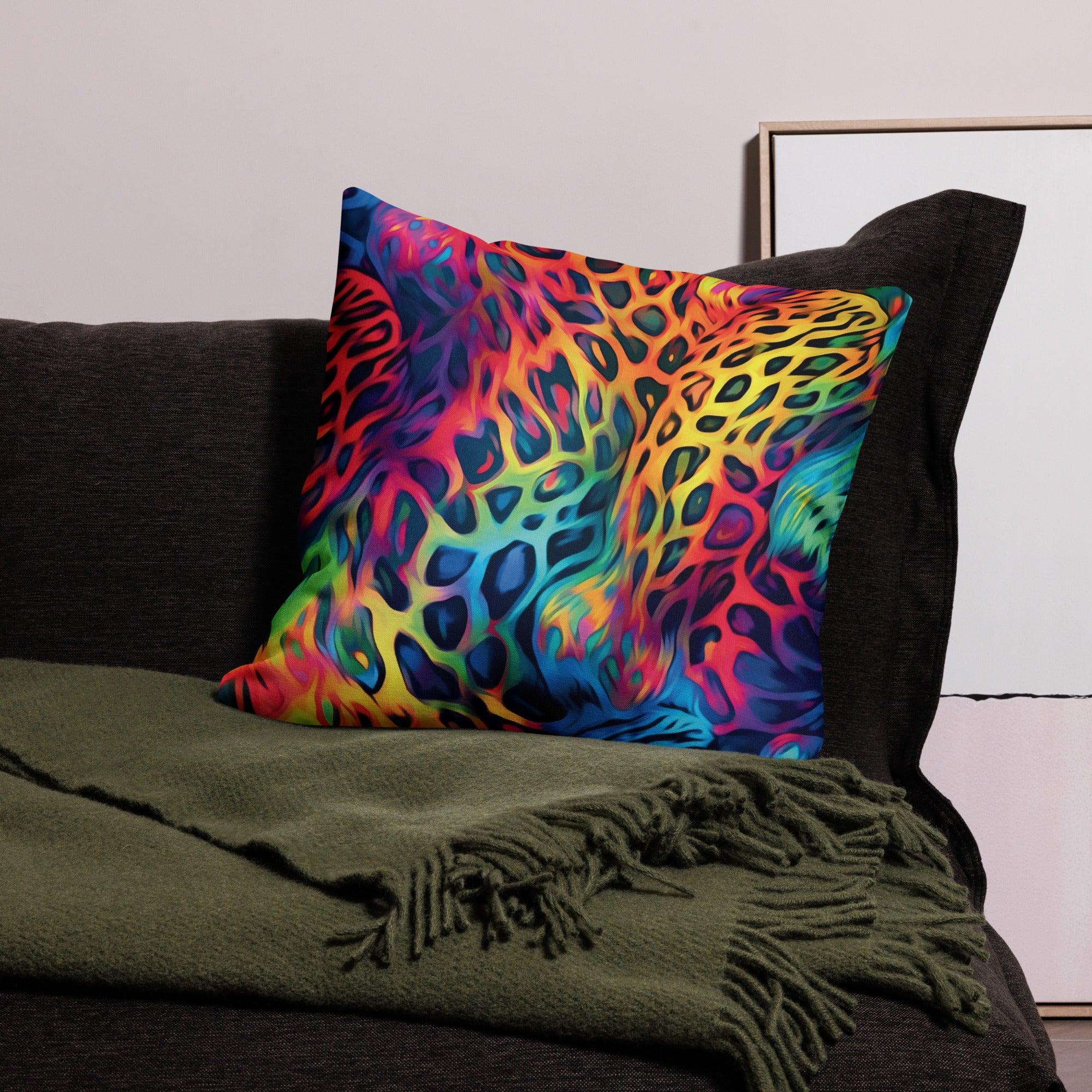Neon Leopard Print Festival Pillow - Wild Comfort for Raves