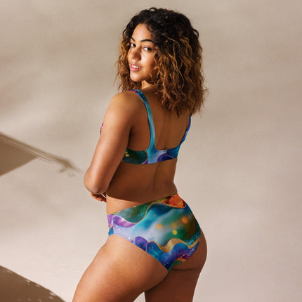 Vibrant Abstract High-Waisted Festival Bikini