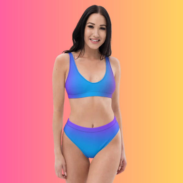Vibrant Blue & Purple High-Waisted Bikini