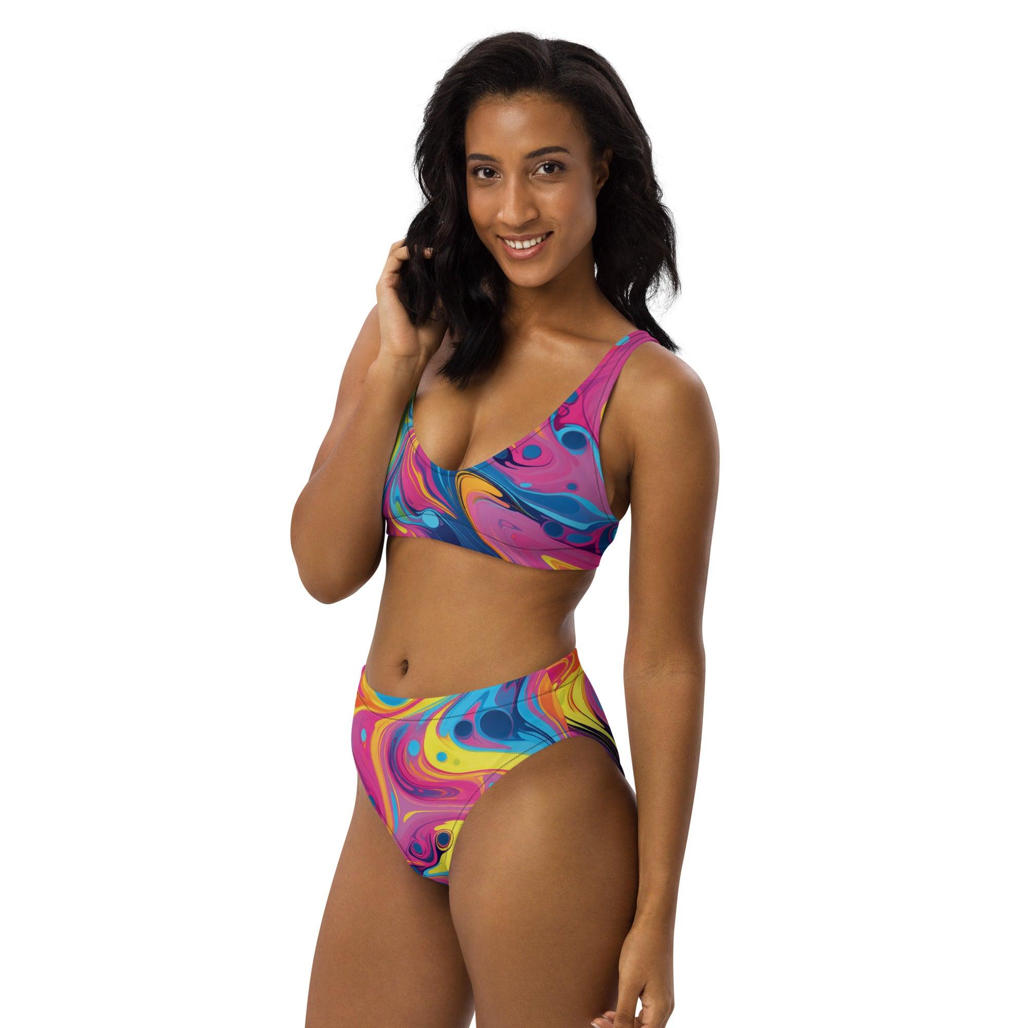 Swirl Abstract High-Waisted Bikini - Festival Ready Style
