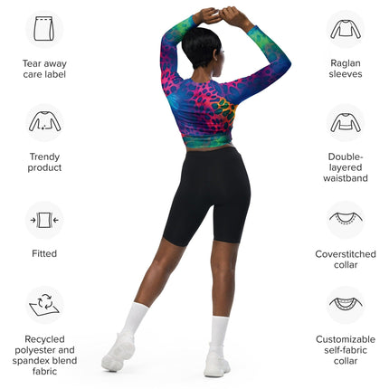 Neon Leopard Long Sleeve Crop Top