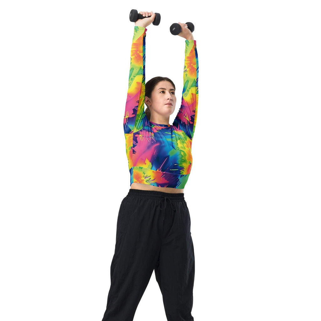 Vibrant Tie-Dye Long-Sleeve Crop Top for Festivals