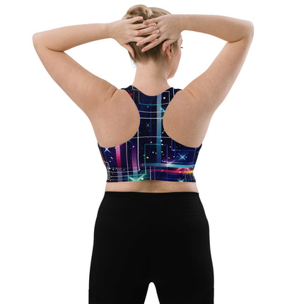Abstract Longline Sports Bra for Raves & Festivals