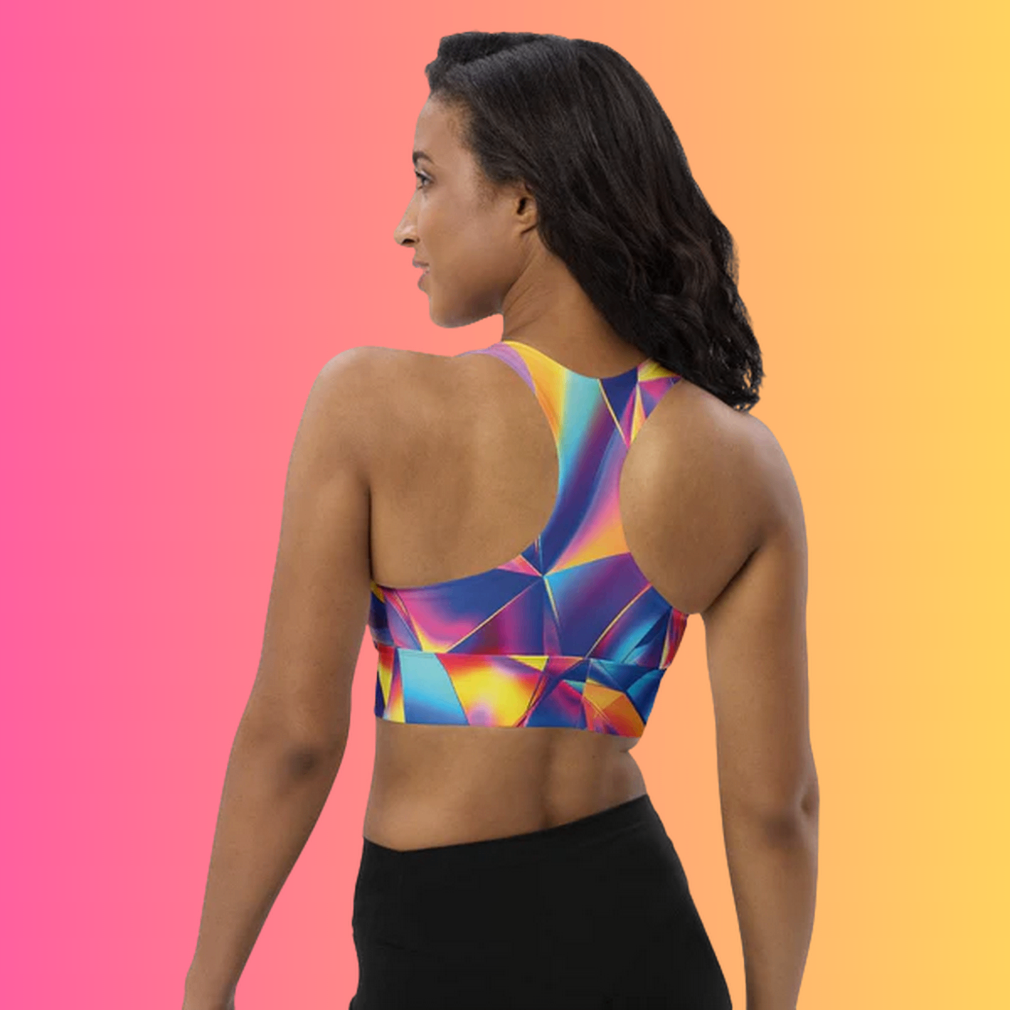 Abstract Longline Sports Bra for EDM Enthusiasts