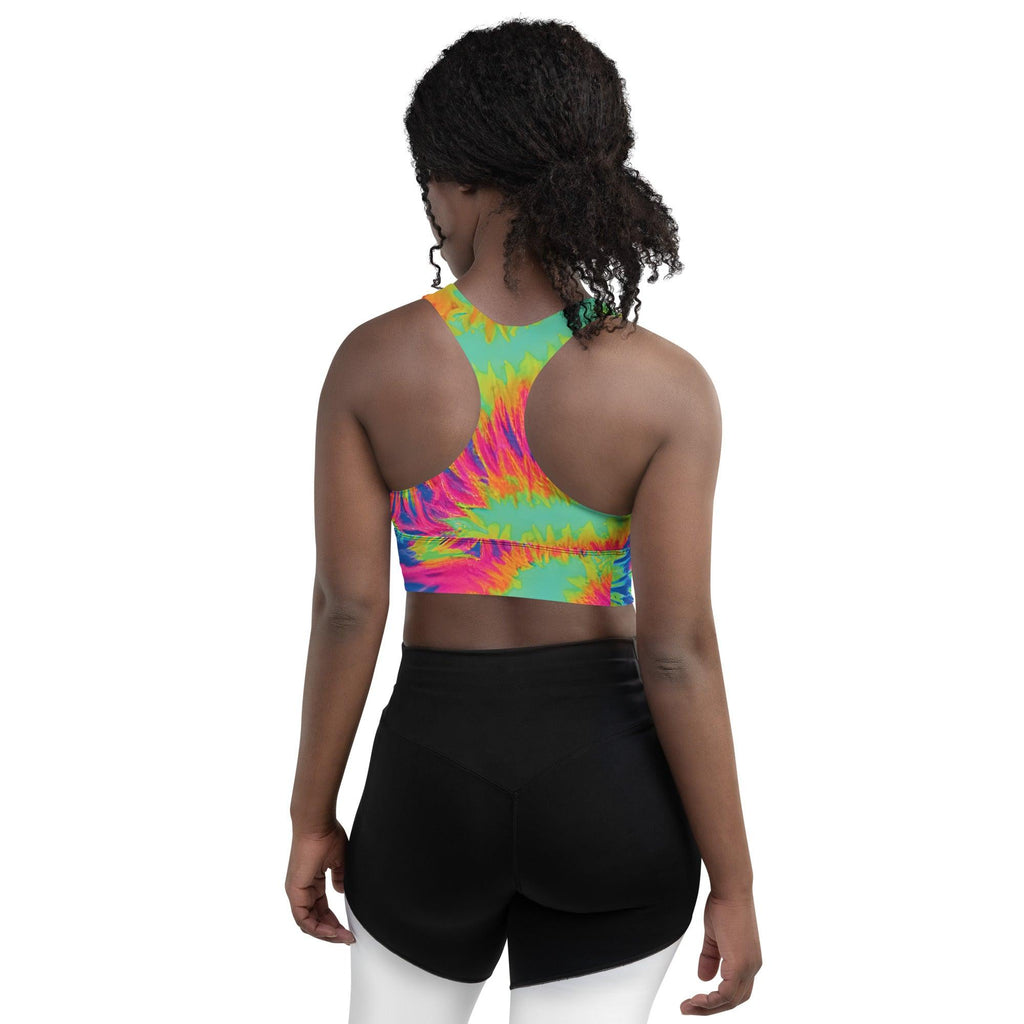 Vibrant Neon Tie-Dye Longline Sports Bra